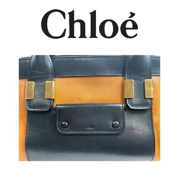 Chloé Leather Alice Shoulder‎ Crossbody Bag - Black and Brownish Orange - Picture 4 of 7